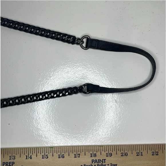 ZARA Quilted Leather W/Crossbody Chain Strap Black Chic City Bag RARE - Picture 7 of 16